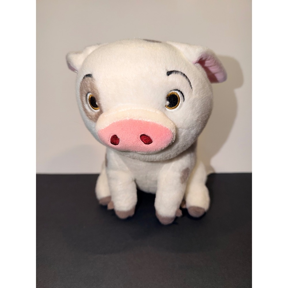 Disney Moana Pua Pig Plush Stuffed Animal White Grey Spot 8 Inch Sitting Toy